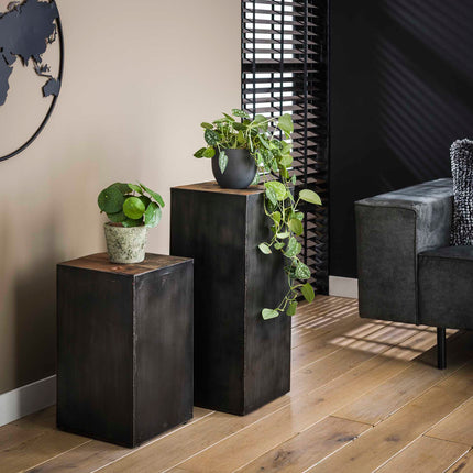 Flower Column 70 natural brush Raft steel / Robust Hardwood