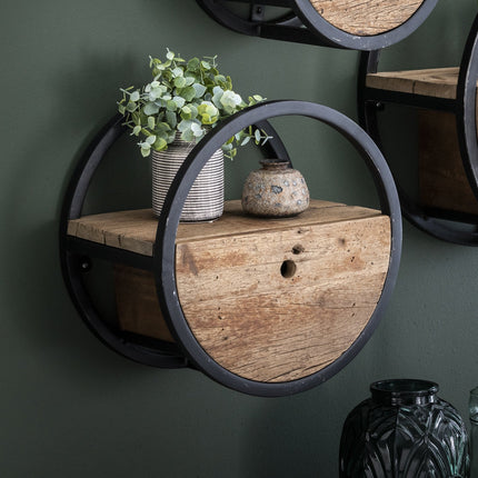 Wall Cabinet circular Ø40 met lade  Robust Hardwood