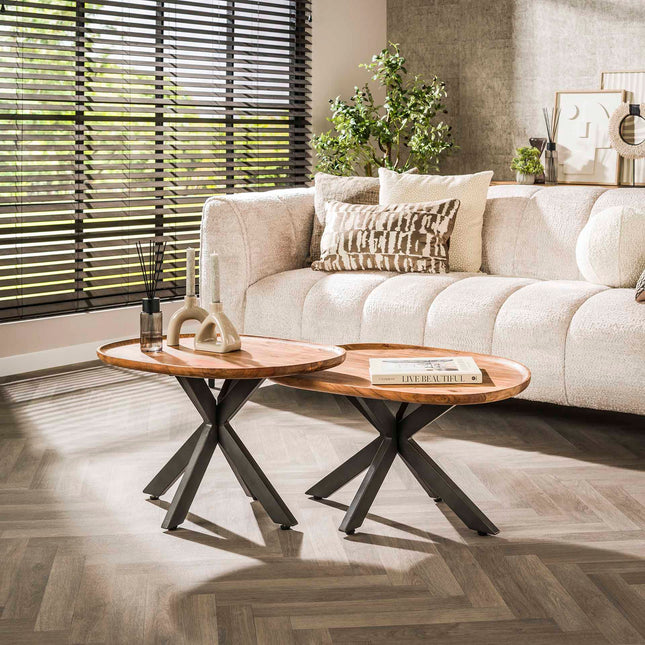 Coffee Table set2 spider  Solid Natural Acacia