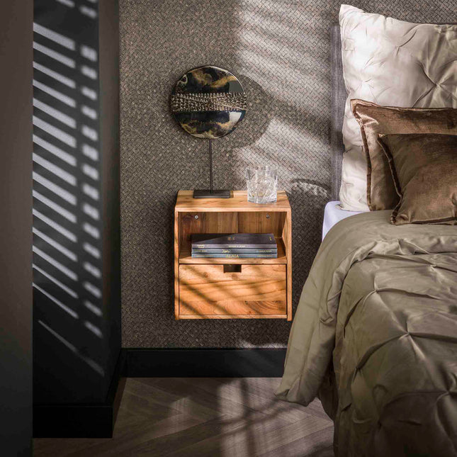 Nightstand set/2 XS hangend flat / Solid Natural Acacia