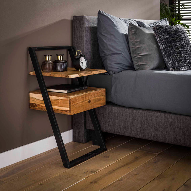 Nightstand lean  Solid Natural Acacia