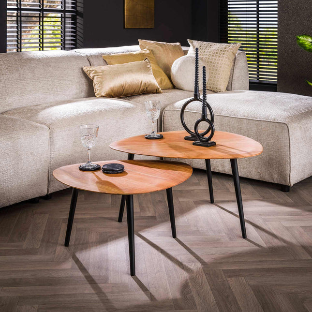 Coffee Table set/2 driehoek organisch / Solid Acacia