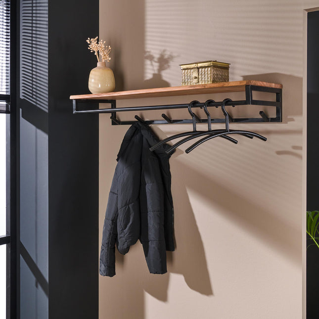 Coat Rack custom 6 haken hoedenplank  Solid Natural Acacia
