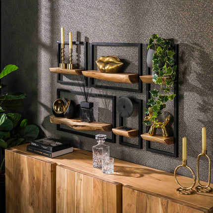 Wall Cabinet set5 edge  Solid Natural Acacia