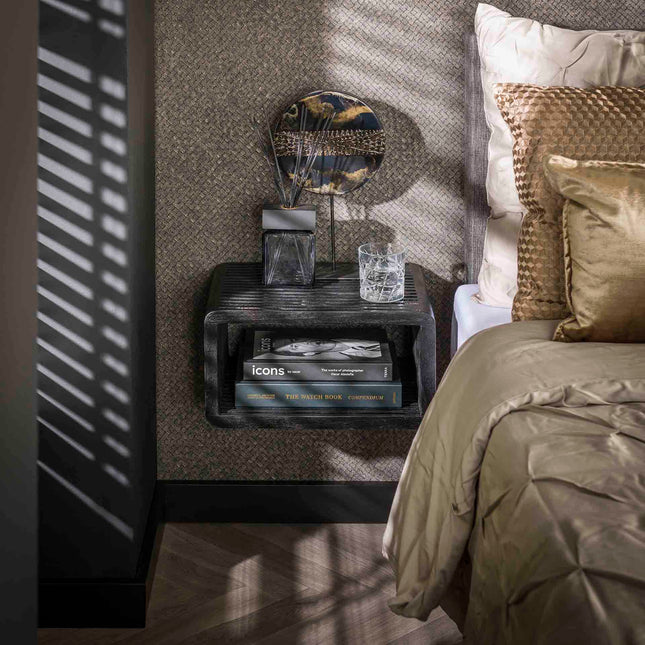 Nightstand hangend rib / Black Teak