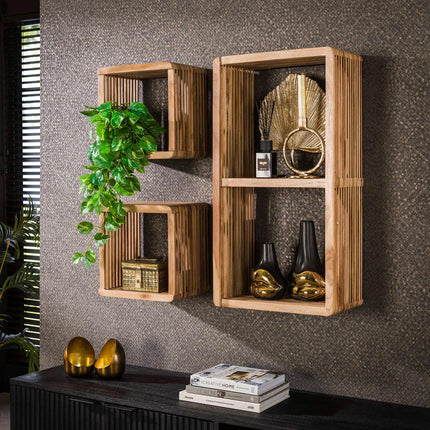 Wall Cabinet set/3 rib / Weathered Teak