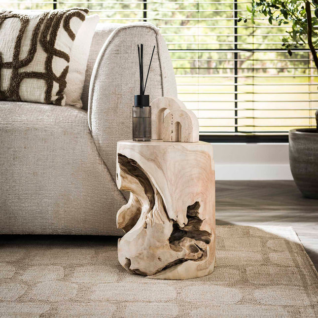 Side Table natural line white / White Teak