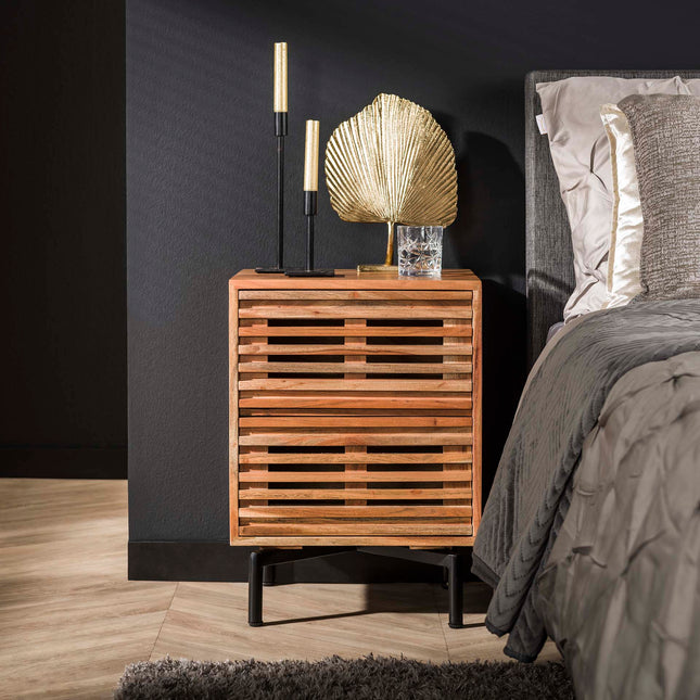 Nightstand 2 lades slide / Solid Natural Acacia