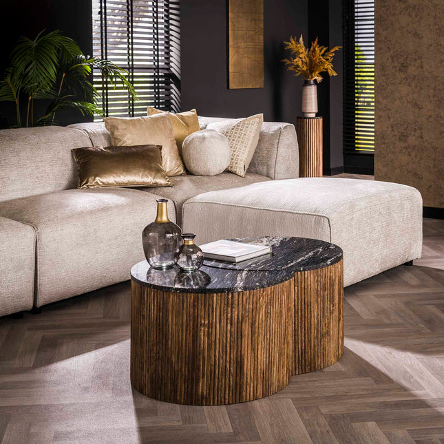 Coffee Table set/2 half moon midnight / Black Marble