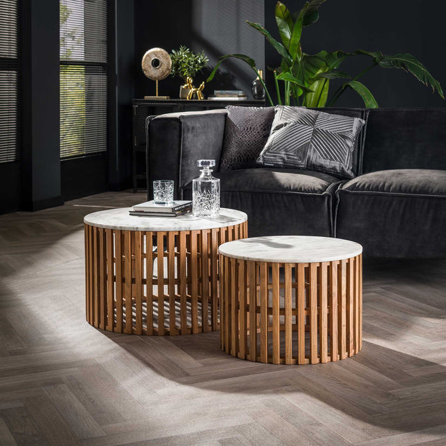 Coffee Table set/2 sunset / White Marble