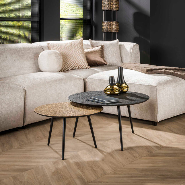 Coffee Table set/2 rond metallic / Gray
