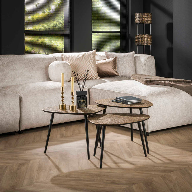 Coffee Table set/3 driehoekig metallic / Antique Bronze