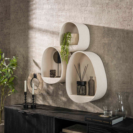 Wall Cabinet set/3 stone druppel / Marble Composite