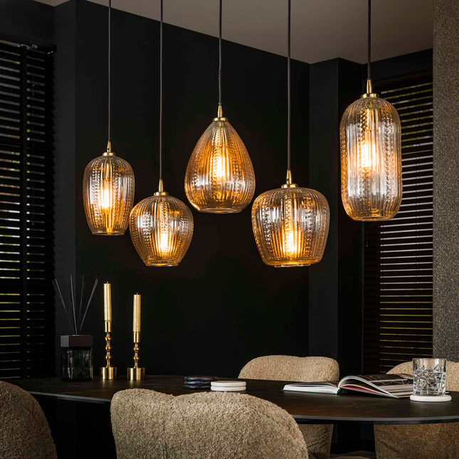 Pendant Lamp 5L diamond grain mix  Diamond Glass