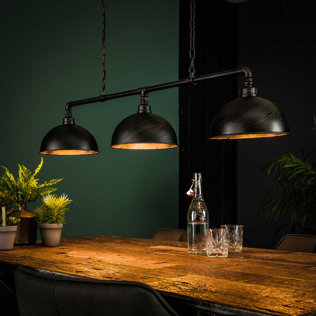Pendant Lamp 3L halfronde kap-industrial tube / Black