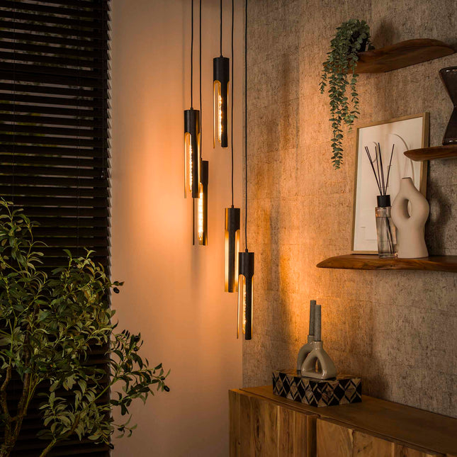 Pendant Lamp 5L getrapt tube / Arctic Black