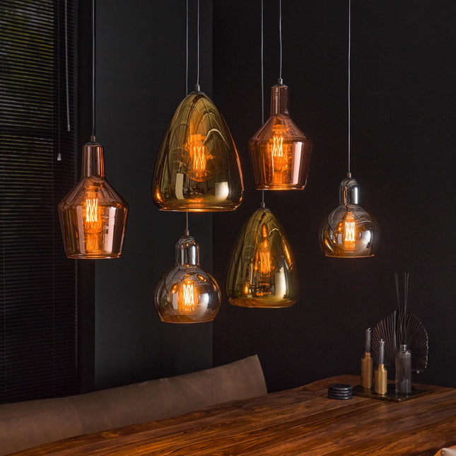 Pendant Lamp 3+3 mix glass tricolore  Arctic Black