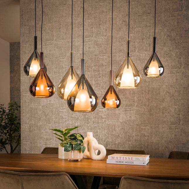 Pendant Lamp 4+3 wings mix glass  Black