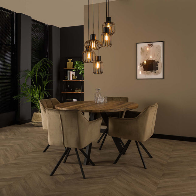 Pendant Lamp 5L getrapt mix metal / Charcoal