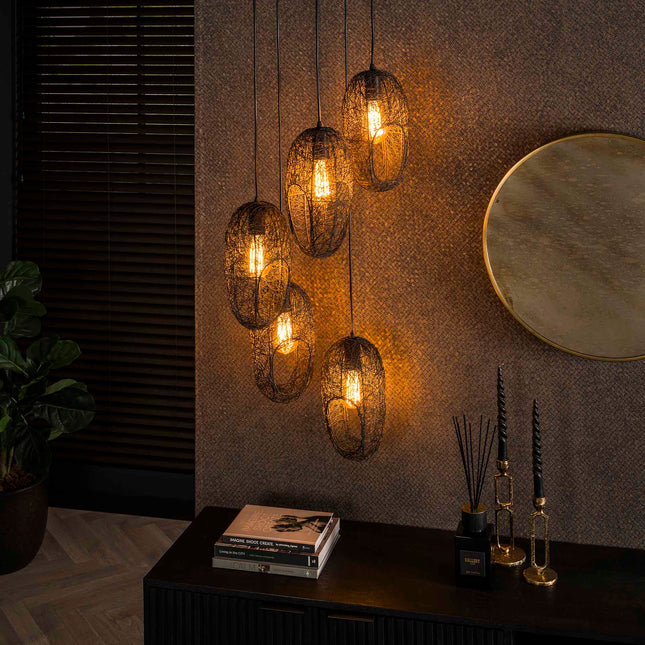 Pendant Lamp 5L open oog wire / Arctic Black