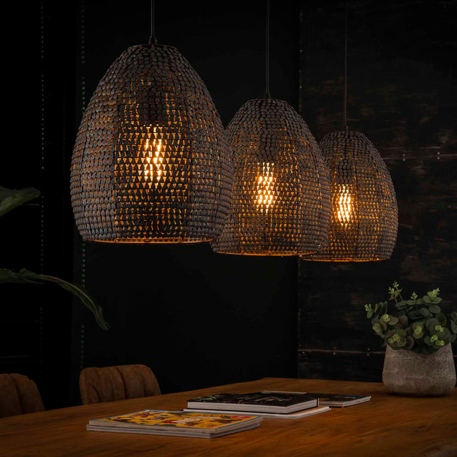 Pendant Lamp 3x Ø26 armor oval / Black Brown