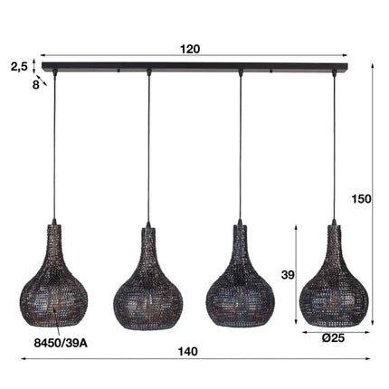 Pendant Lamp 4L Droplet Mesh