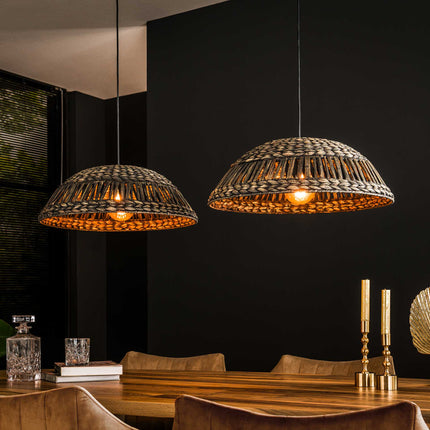 Pendant Lamp 2x dome waterhyacint  Black Nickel