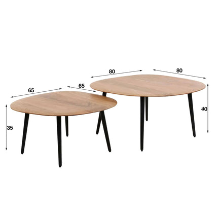 Coffee Table set/2 rock organisch / Solid Acacia