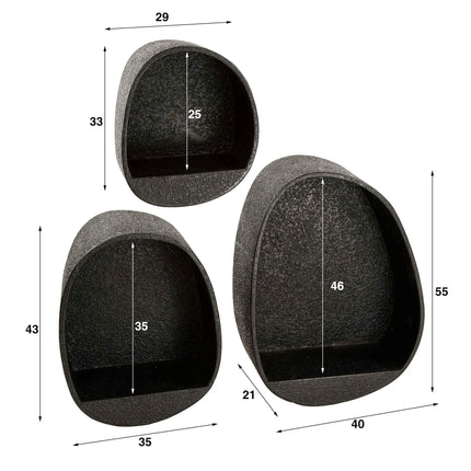Wall Cabinet set/3 metallic druppel / Gray