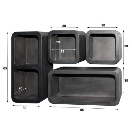 Wall Cabinet set/4 dark clay / Gray