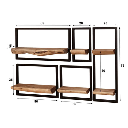 Wall Cabinet set5 edge  Solid Natural Acacia