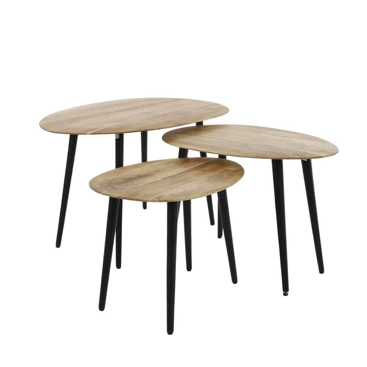 Coffee Table set/3 organisch / Solid Natural Acacia - Image 5