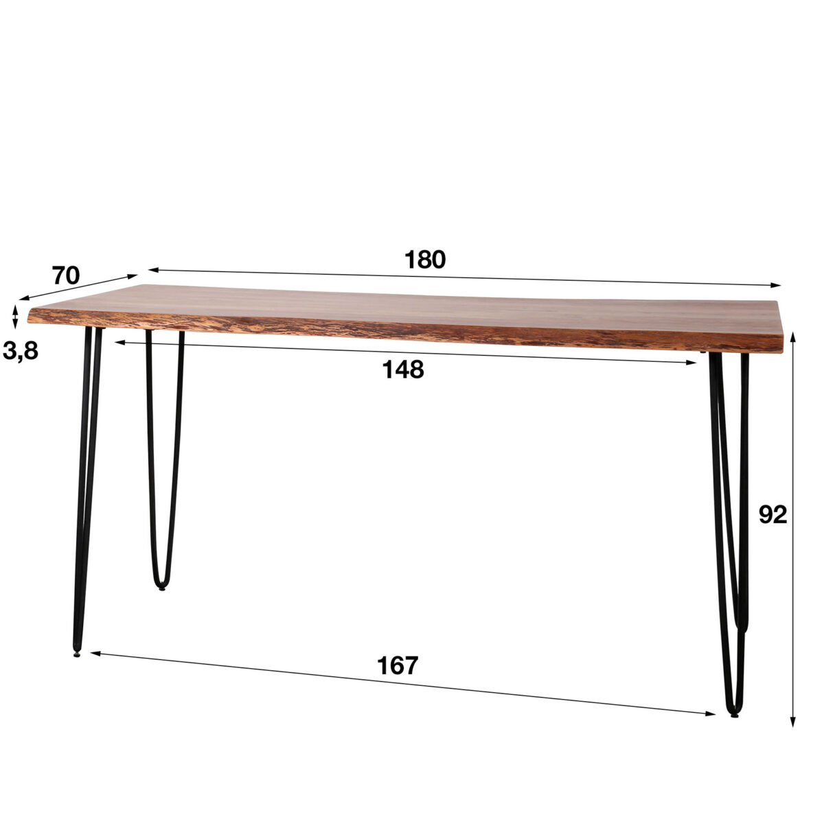 Bar Table Edge 180 / Solid Natural Acacia - Image 5