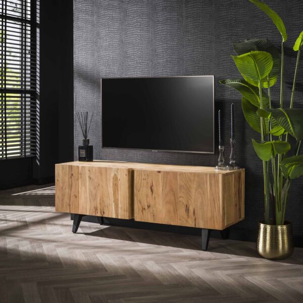 TV cabinet 2 Doors Block / Solid Natural Acacia