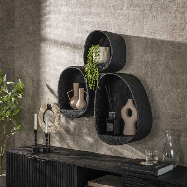 Wall Cabinet set/3 metallic druppel / Gray