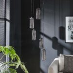 Pendant Lamp 5L getrapt cilinder rib smoke / Arctic Black - Image 2