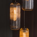 Pendant Lamp 5L getrapt cilinder rib smoke / Arctic Black - Image 3