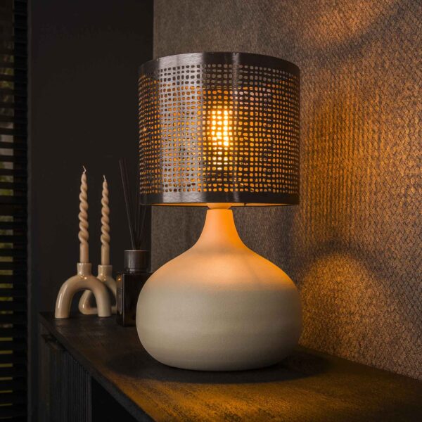 Table Lamp 1L rechte kap natural / Natural Grey