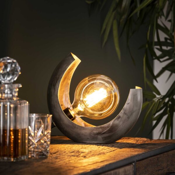 Table Lamp half moon / Antique Silver