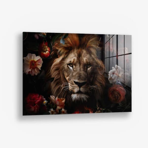 Lion in Flowers – Glass