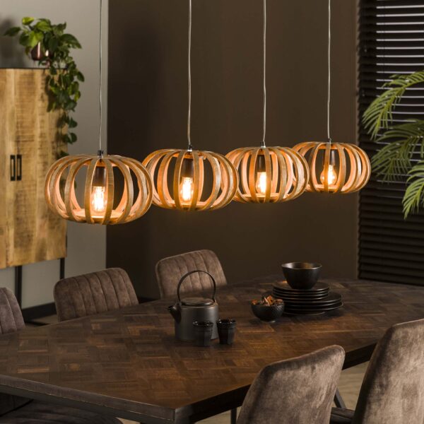 Pendant Lamp 4L stripes / Solid Natural Mango