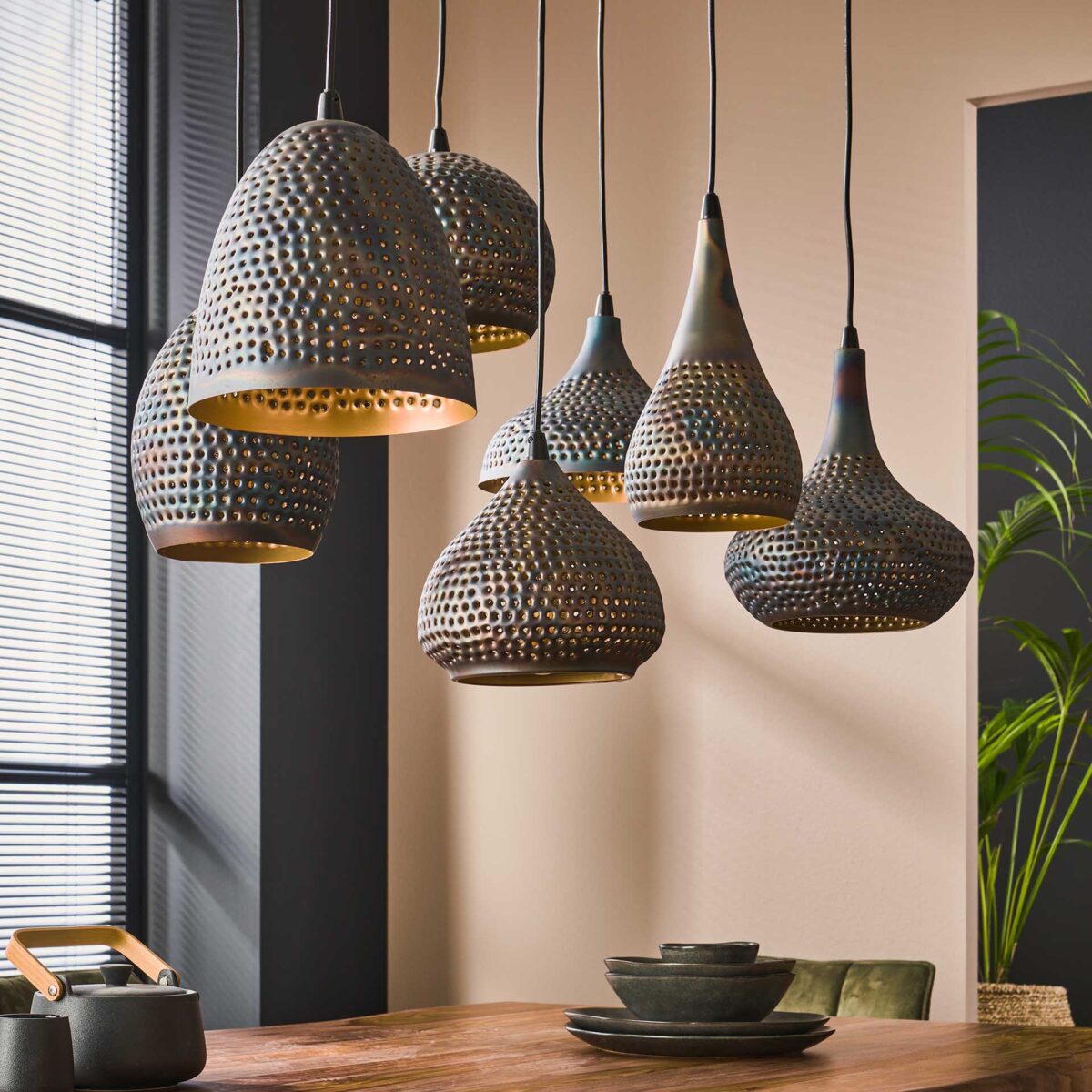 Pendant Lamp 4+3 punch mix / Black Brown - Image 2