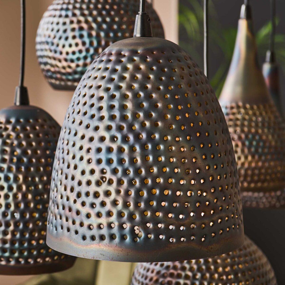 Pendant Lamp 4+3 punch mix / Black Brown - Image 4