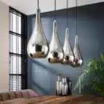 Pendant Lamp 4L silver drop glass / Chromed Glass - Image 2
