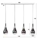 Pendant Lamp 4L silver drop glass / Chromed Glass - Image 4