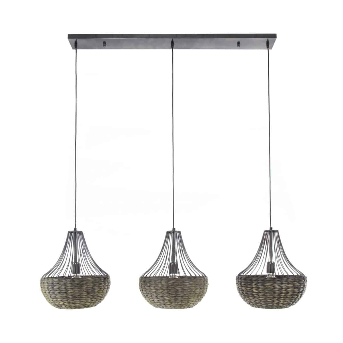 Pendant Lamp 3x kegel waterhyacint / Black Nickel - Image 5