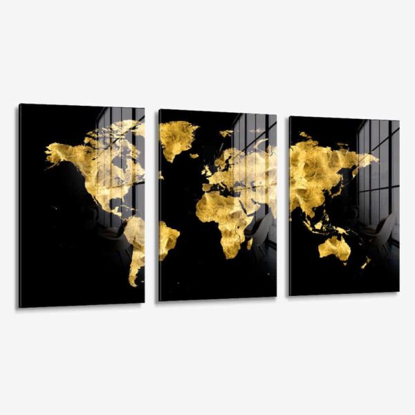 Lot: "Golden World Map" (3x) – Glass
