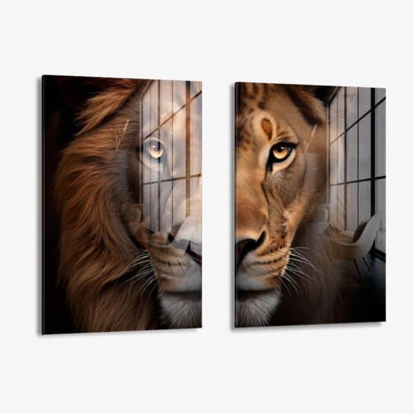 Lot: "Lion & Lioness Color II" (2x) – Glass