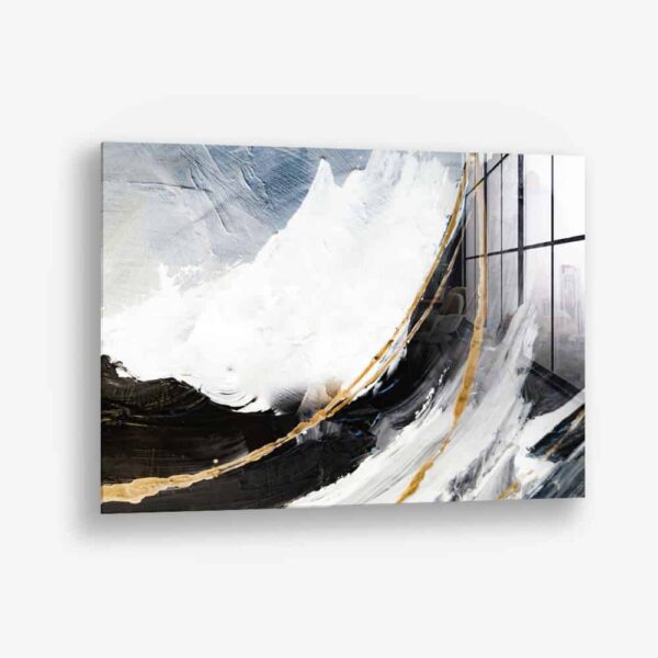 Black,  White & Gold Abstract – Glass