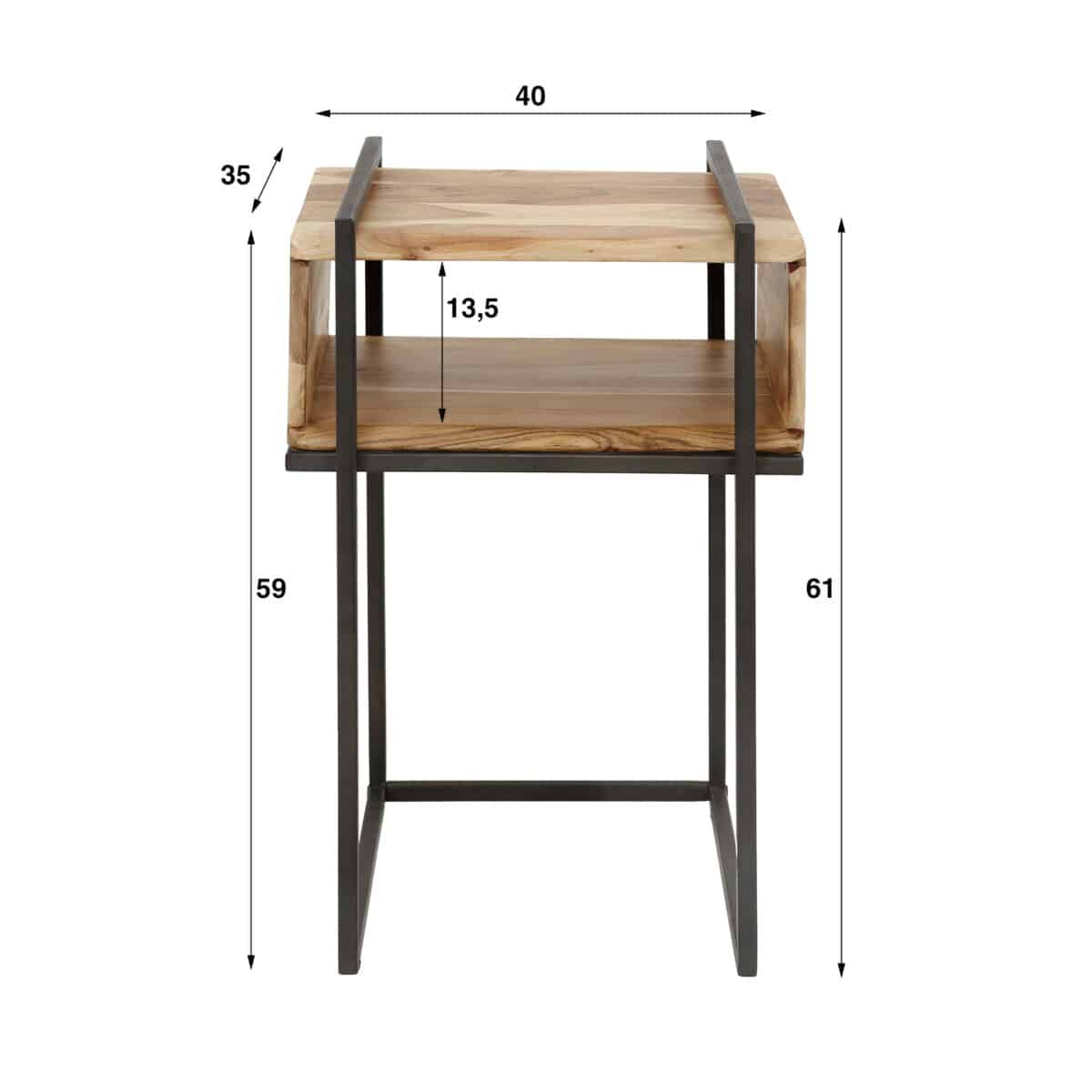 Nightstand open vak edge / Solid Natural Acacia - Image 3